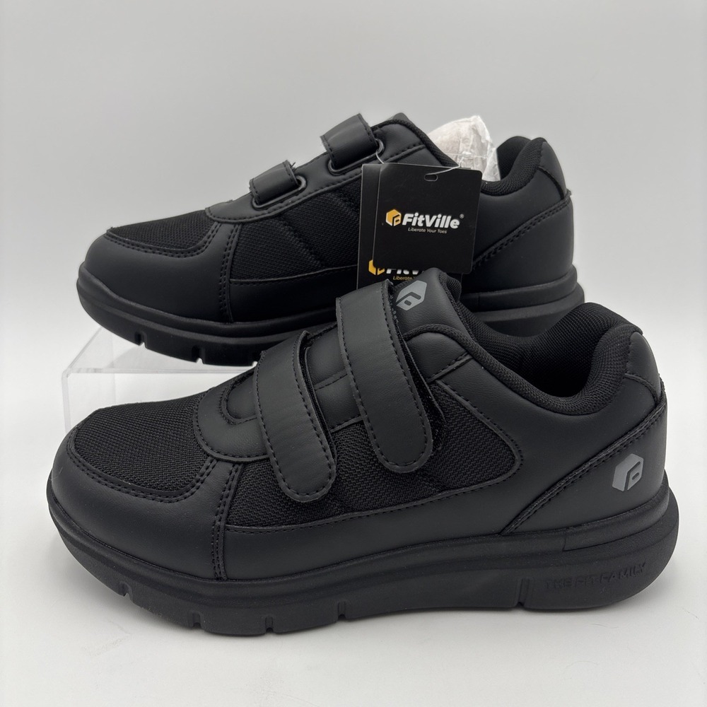 Fitville MARCA Mens Size 8 EW Black 2 Strap Hook Loop Comfort Diabetic Shoes NEW